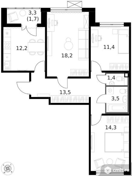 Продам 3-комн. квартиру 76.4 кв.м.. Фото 1.