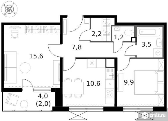 Продам 2-комн. квартиру 53.2 кв.м.. Фото 1.