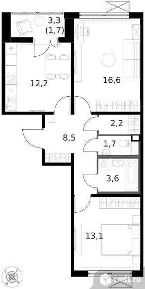 Продам 2-комн. квартиру 59.6 кв.м.. Фото 1.