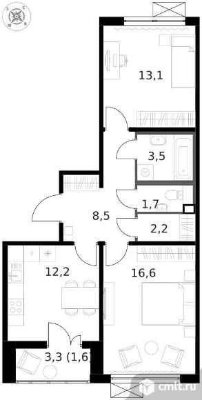 Продам 2-комн. квартиру 59.4 кв.м.. Фото 1.