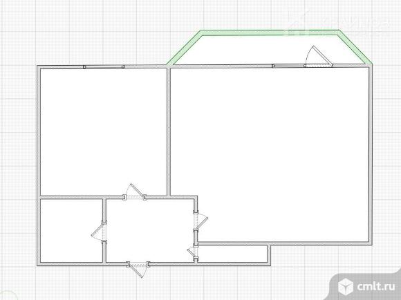 1-комнатная квартира 35,6 кв.м. Фото 1.