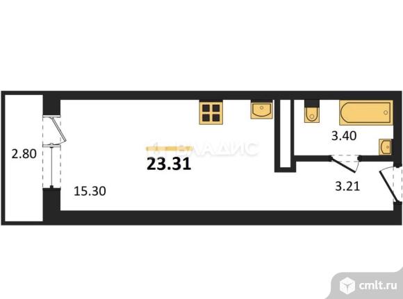 1-комнатная квартира 23,3 кв.м. Фото 5.