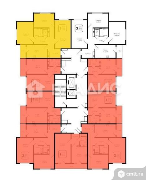 3-комнатная квартира 77 кв.м. Фото 17.