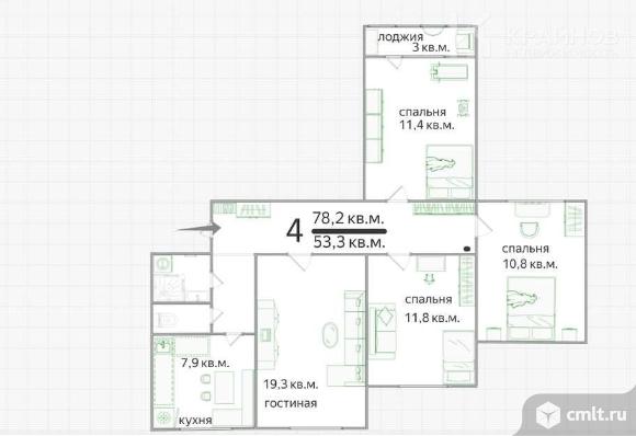 4-комнатная квартира 78,2 кв.м. Фото 1.