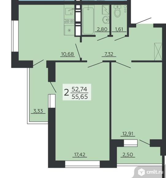 2-комнатная квартира 56 кв.м. Фото 20.