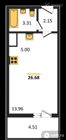 1-комнатная квартира 26,61 кв.м. Фото 1.