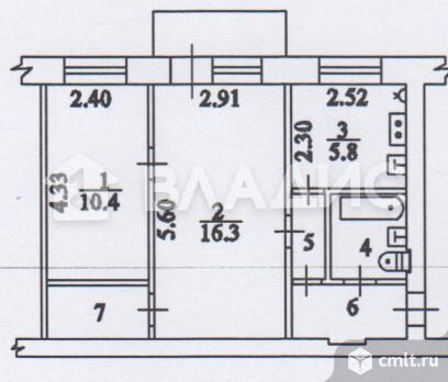 2-комнатная квартира 42,9 кв.м. Фото 14.