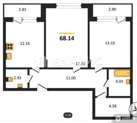 2-комнатная квартира 68,14 кв.м. Фото 5.