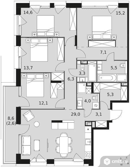Продам 5-комн. квартиру 122.3 кв.м.. Фото 1.