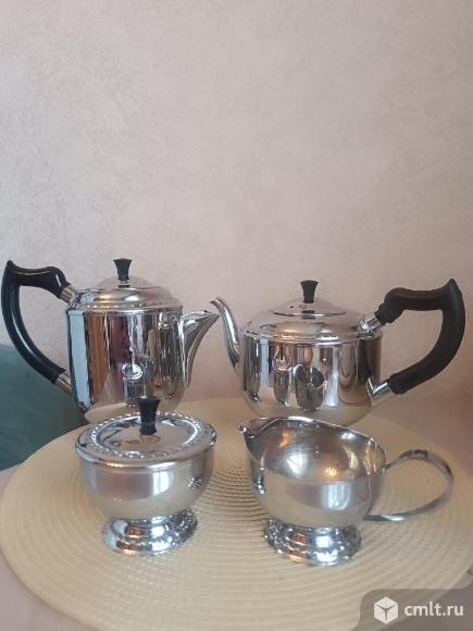 Чайно-кофейный набор, мельхиор. Фото 1.