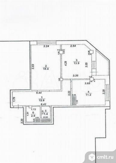 2-комнатная квартира 60,7 кв.м. Фото 17.