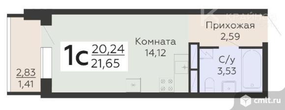 1-комнатная квартира 21,65 кв.м. Фото 1.