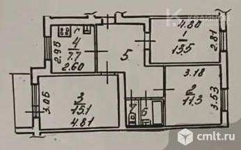 3-комнатная квартира 61,7 кв.м. Фото 1.