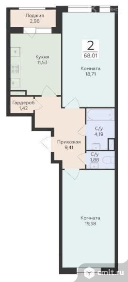 2-комнатная квартира 68,01 кв.м. Фото 1.