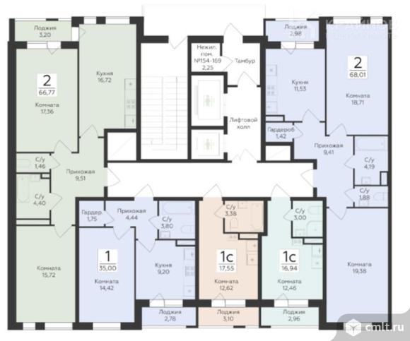 2-комнатная квартира 68,01 кв.м. Фото 9.