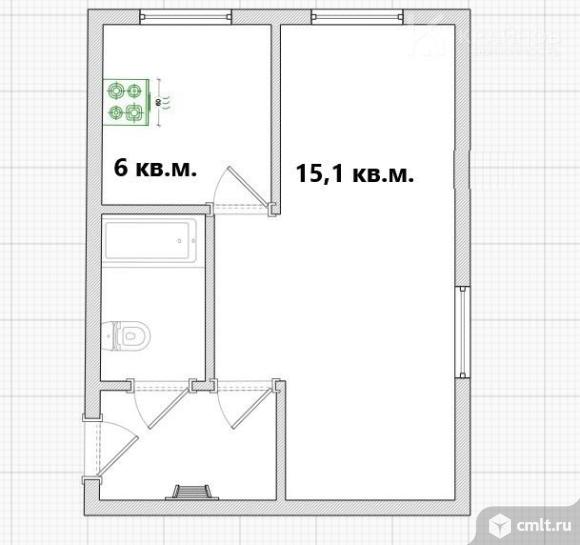 1-комнатная квартира 27,9 кв.м. Фото 1.