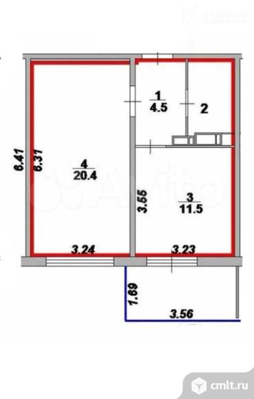 1-комнатная квартира 40,1 кв.м. Фото 1.