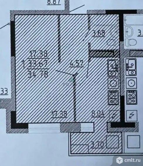 1-комнатная квартира 33,7 кв.м. Фото 13.