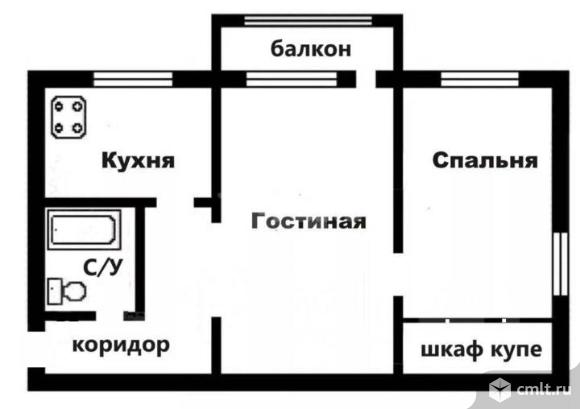 2-комнатная квартира 45 кв.м. Фото 14.