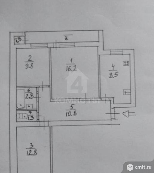3-комнатная квартира 66 кв.м. Фото 1.