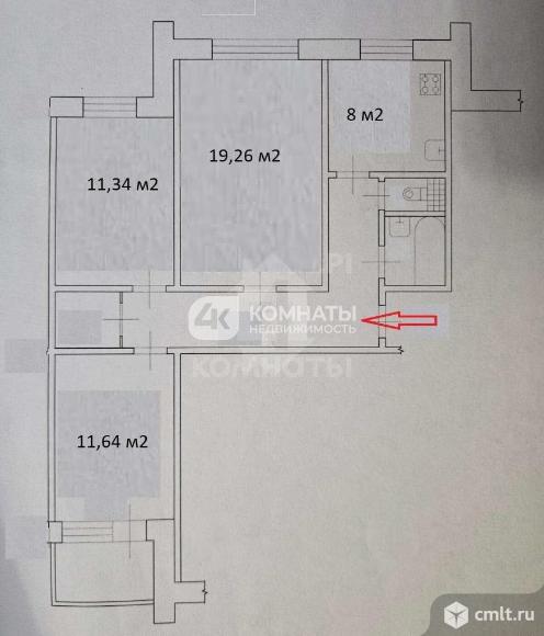 3-комнатная квартира 67,2 кв.м. Фото 13.