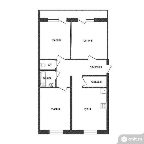 3-комнатная квартира 62,4 кв.м. Фото 20.