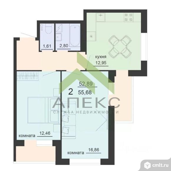 2-комнатная квартира 56 кв.м. Фото 12.