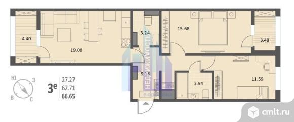 2-комнатная квартира 66 кв.м. Фото 15.