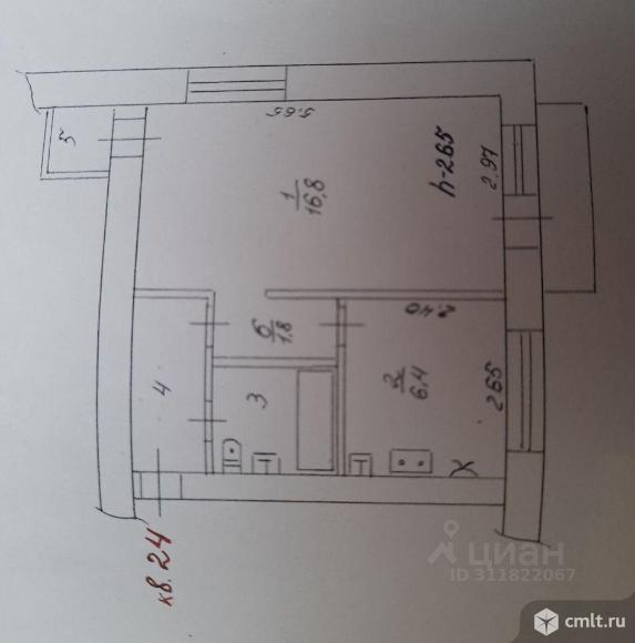 1-комнатная квартира 32,1 кв.м. Фото 10.