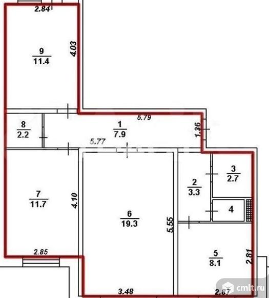 3-комнатная квартира 70,6 кв.м. Фото 10.