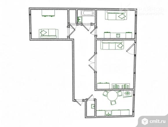 3-комнатная квартира 82,2 кв.м. Фото 1.