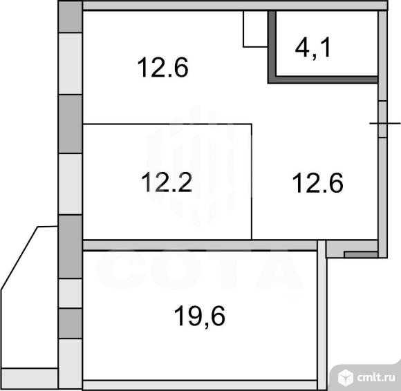 2-комнатная квартира 61,1 кв.м. Фото 16.