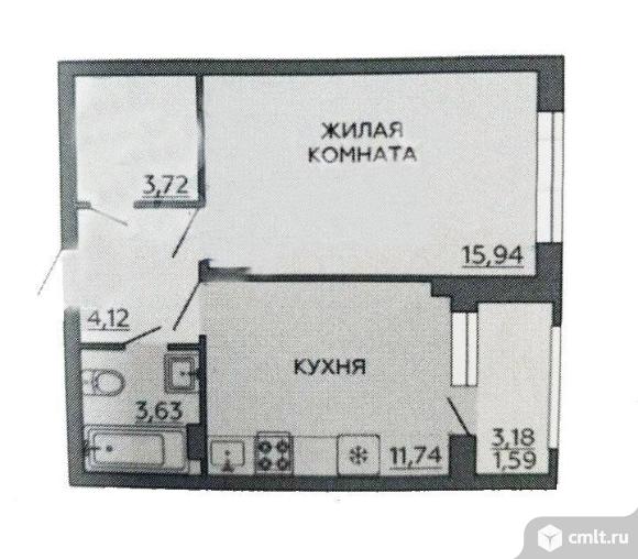 1-комнатная квартира 39,3 кв.м. Фото 20.