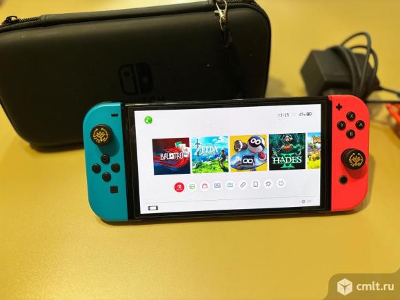 Прошитая Nintendo Switch Oled 64+128гб+акссесуары. Фото 1.