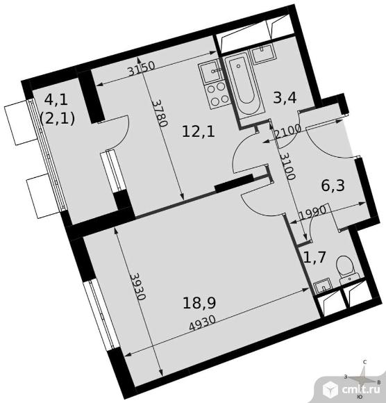 Продам 1-комн. квартиру 44.4 кв.м.. Фото 1.