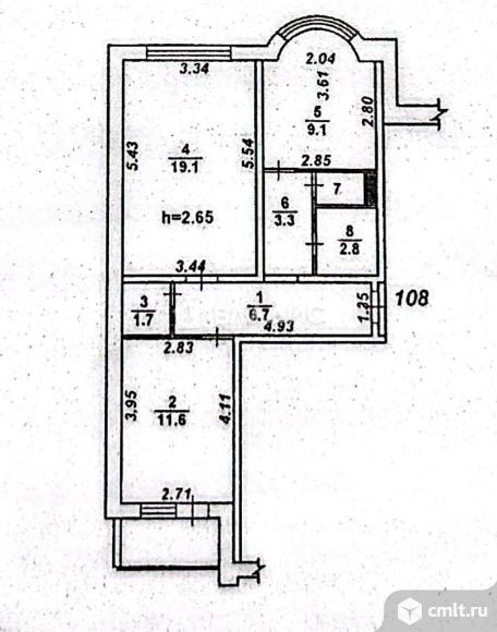 2-комнатная квартира 55,4 кв.м. Фото 19.