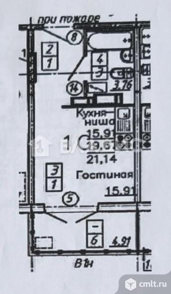 1-комнатная квартира 19,5 кв.м. Фото 14.