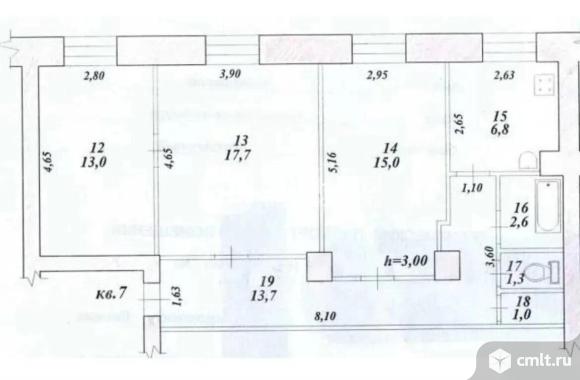 3-комнатная квартира 74,6 кв.м. Фото 18.