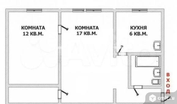 2-комнатная квартира 43 кв.м. Фото 1.