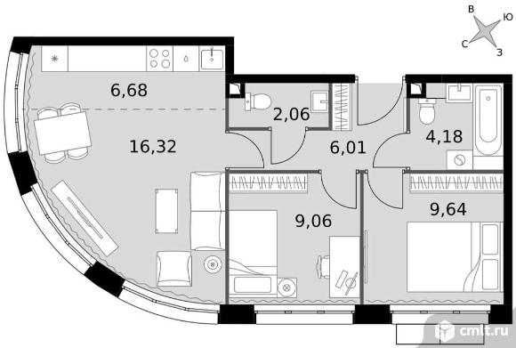 Продам 3-комн. квартиру 54 кв.м.. Фото 1.