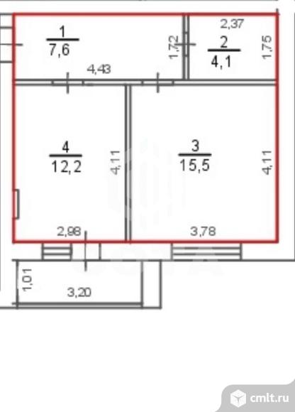 1-комнатная квартира 39,3 кв.м. Фото 20.
