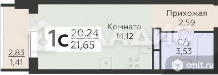 1-комнатная квартира 21,65 кв.м. Фото 11.