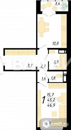 1-комнатная квартира 47,1 кв.м. Фото 16.