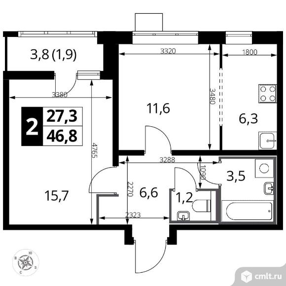 Продам 2-комн. квартиру 46.9 кв.м.. Фото 1.