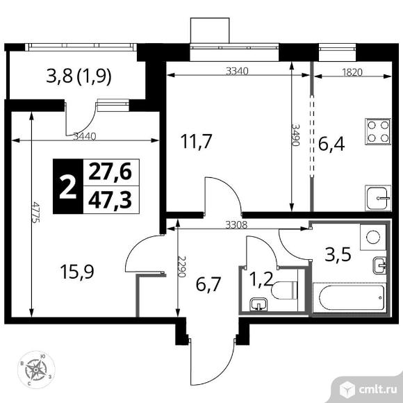 Продам 2-комн. квартиру 47.4 кв.м.. Фото 1.