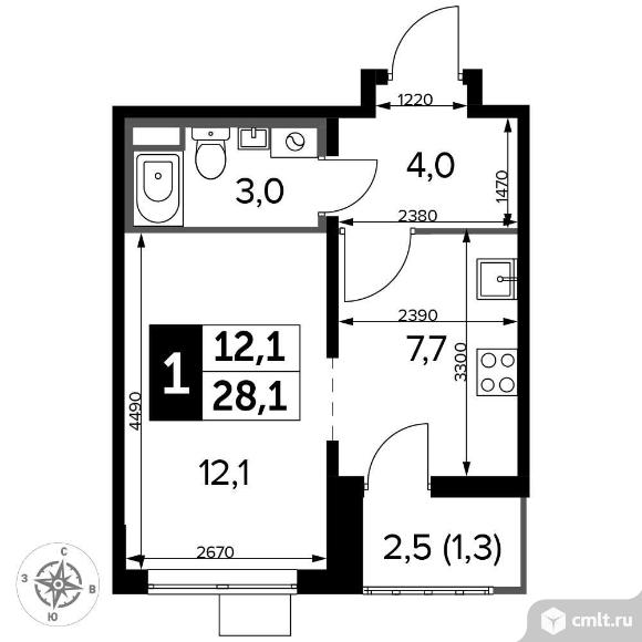 Продается студия 28 кв.м.. Фото 1.