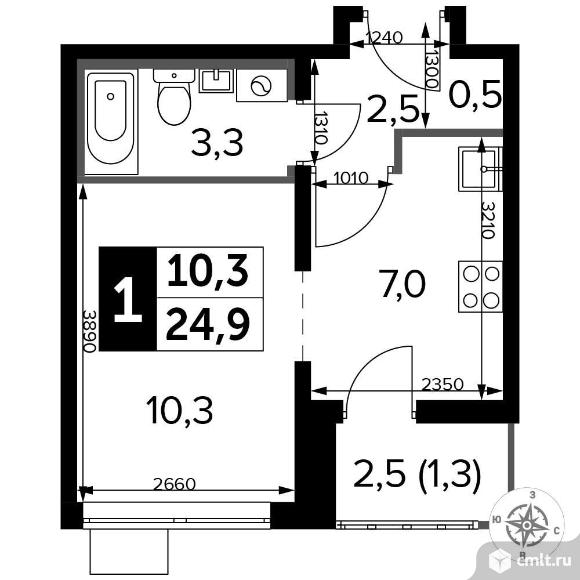 Продается студия 24.8 кв.м.. Фото 1.
