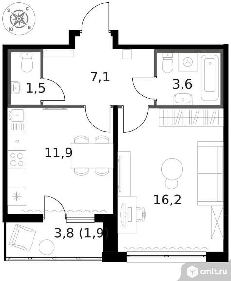 Продам 1-комн. квартиру 42.2 кв.м.. Фото 1.