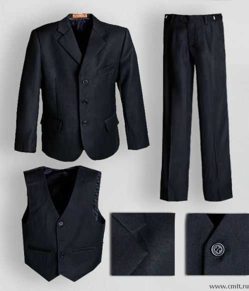 Школьные костюмы тройка для мальчика, новые, цв. черный 1 костюм цвет черный с полоской,размер примерно 1 класс-на 6-7 лет рост 122см   2 костюм цвет черный ,размер34 рост 134см  есть отдельно ш