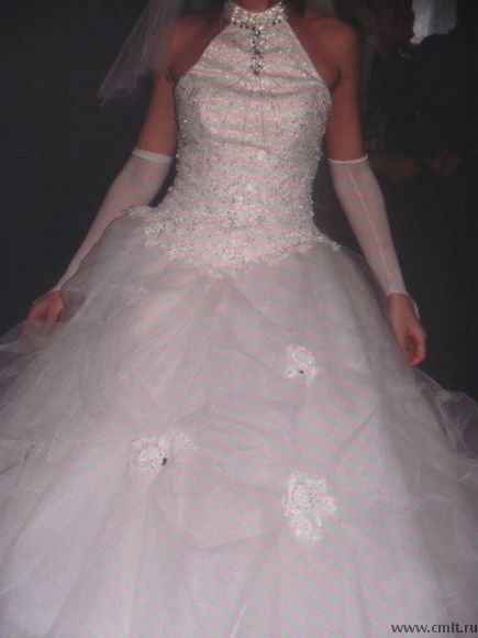 Платье свадебное, р. 44-46, воротник американка. Фото 1.